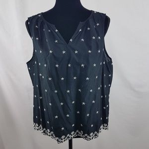 Gap Black White Embroidery Blouse Size Extra Large
